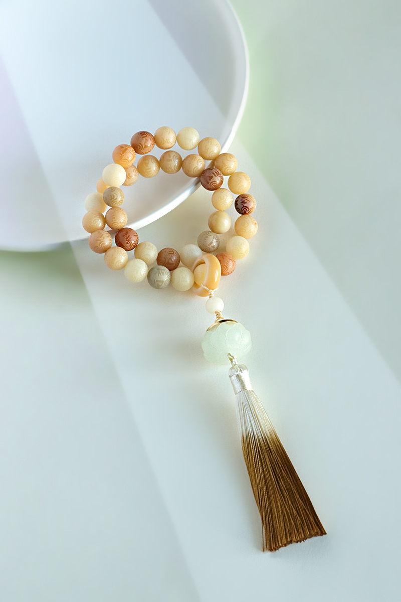 国潮手持菩提莲花串珠双圈手链男女款国风文玩佛珠流苏手串手饰批发详情35