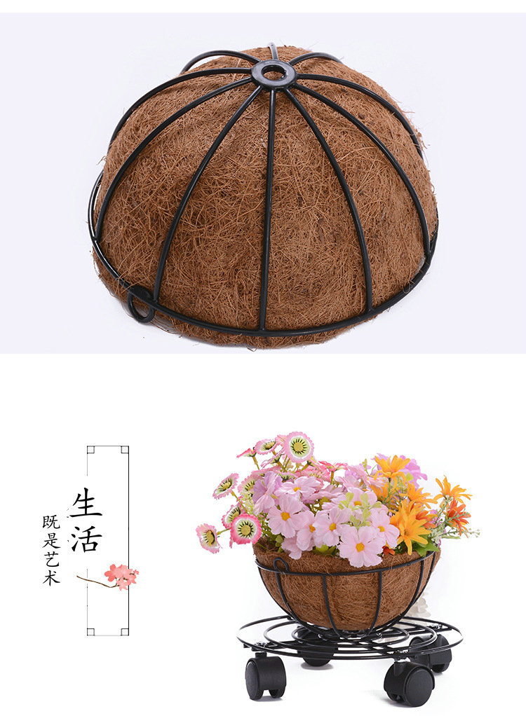 Creative succulent hanging basket flower POTS, home decoration items, balcony coconut palm flower POTS, ironwork hanging decoration, hanging pot flower stand pic 6