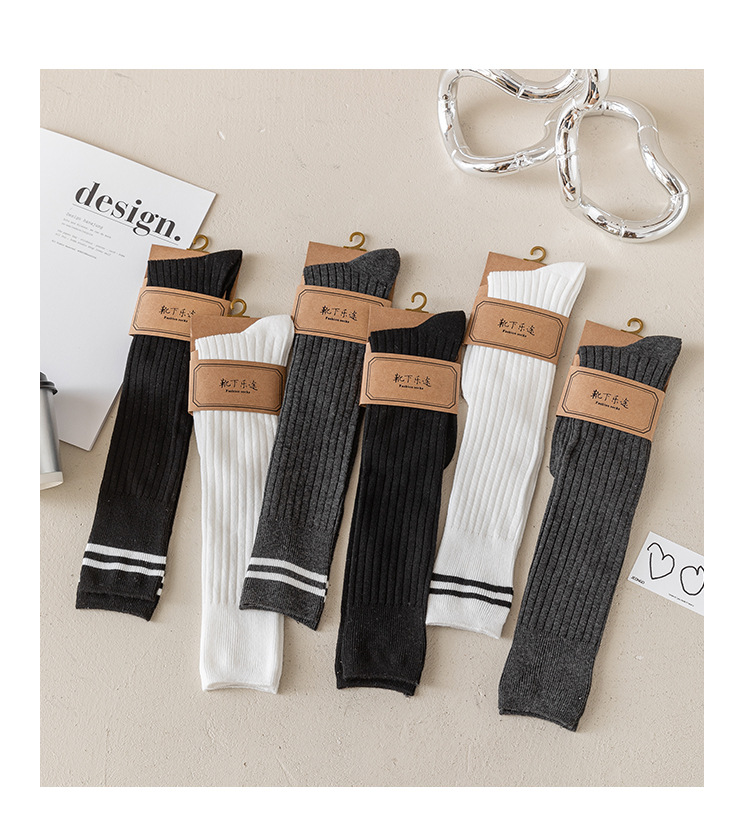 New Spring and summer calf socks for girls, Japanese solid color street JK campus socks, breathable high cotton socks for girls pic 7
