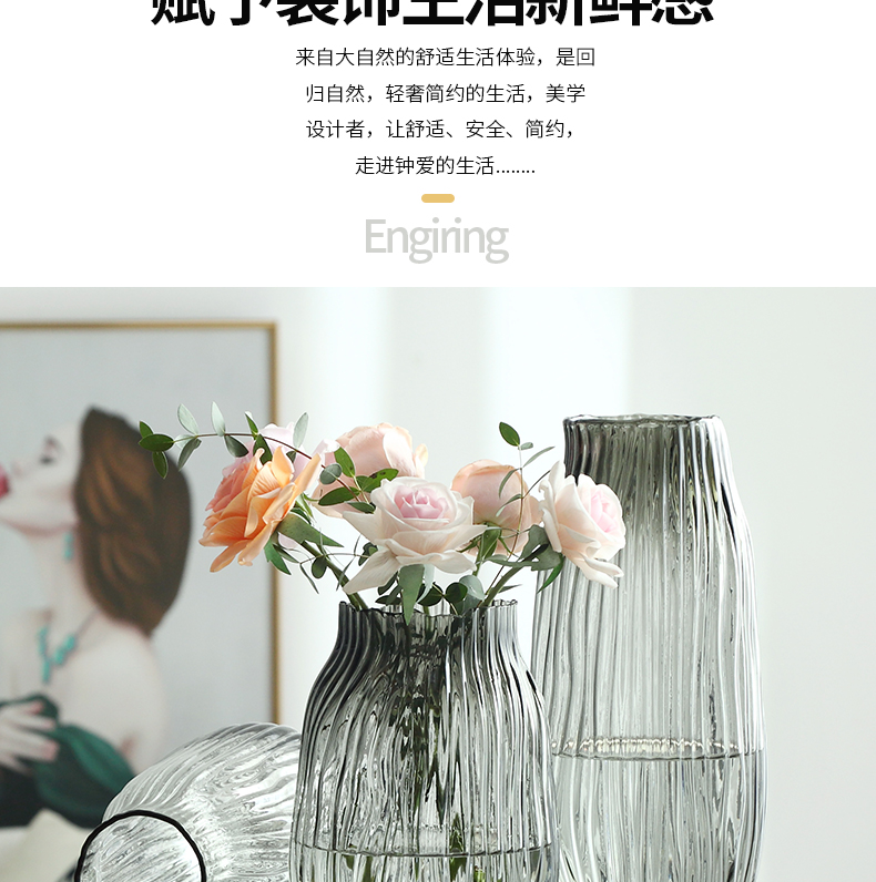 纳纶大号玻璃花瓶透明水养富贵竹百合花瓶摆件客厅插鲜花干花北欧详情7