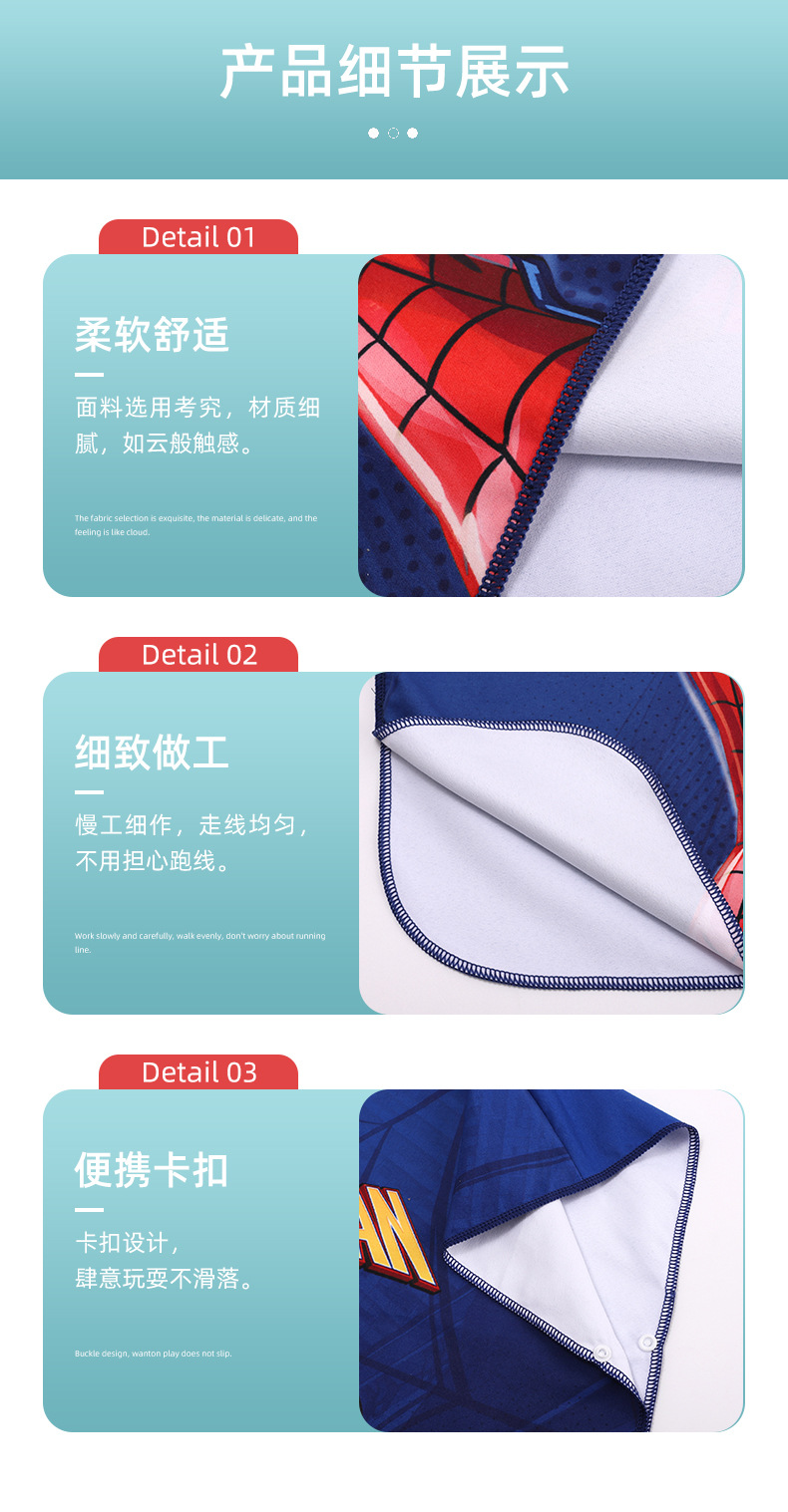 Printed cartoon bathrobe, water-absorbing and quick-drying double-sided fleece, beach swimming hooded bath towel, bath towel cape pic 5