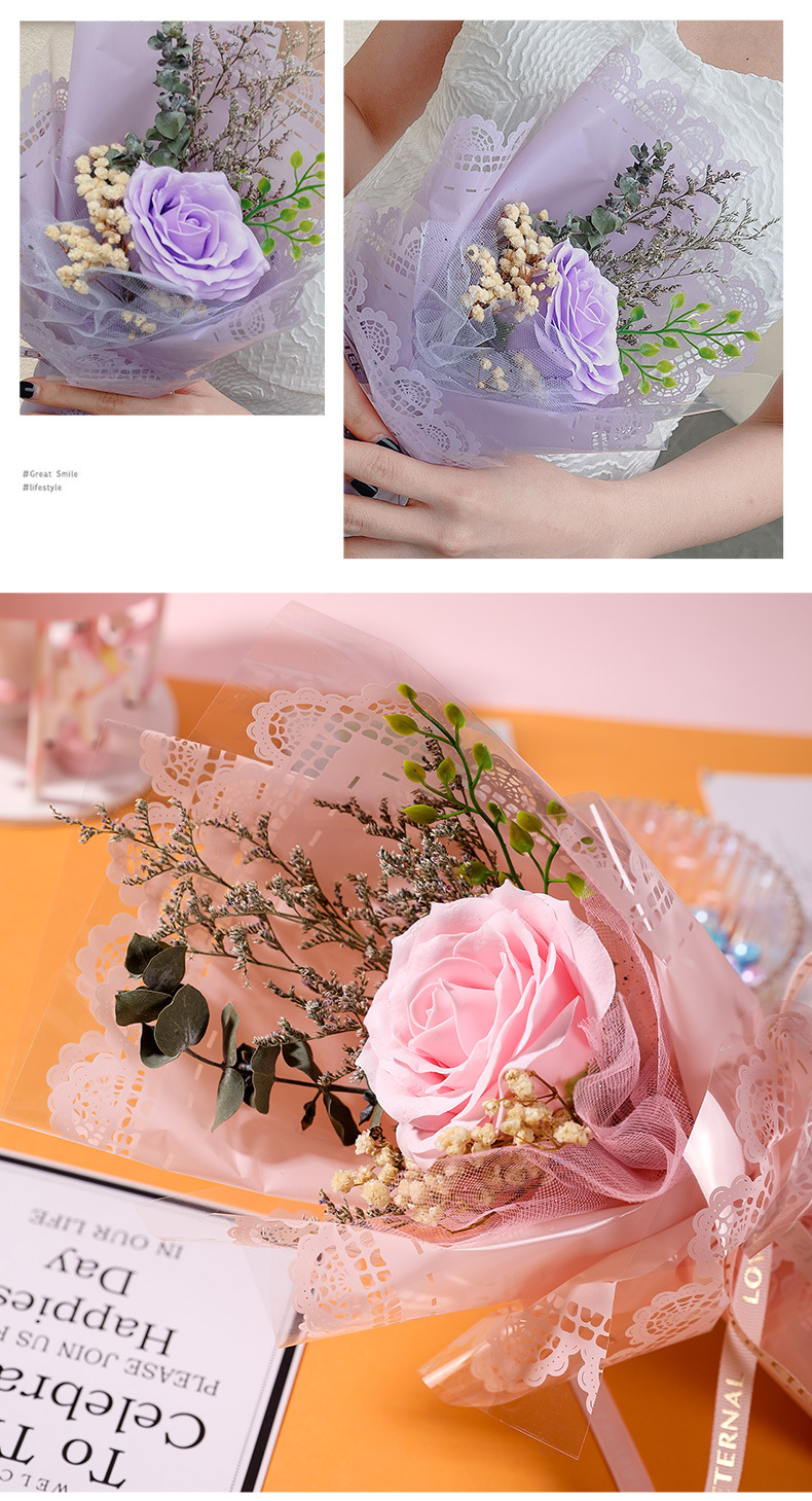 情人节礼物新款花束满天星玫瑰花束创意型花束礼物详情14