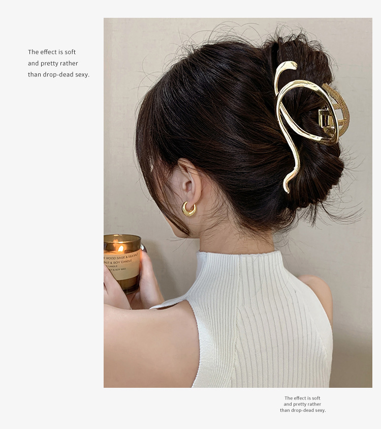韩国不规则几何金属发夹时尚高级感抓夹鲨鱼夹冷淡风个性发饰批发详情10