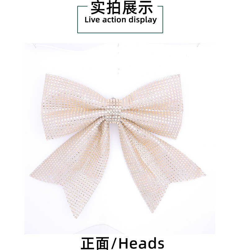 跨境圣诞闪钻蝴蝶结挂件节日橱窗圣诞树装饰大蝴蝶结布置配件批发详情11