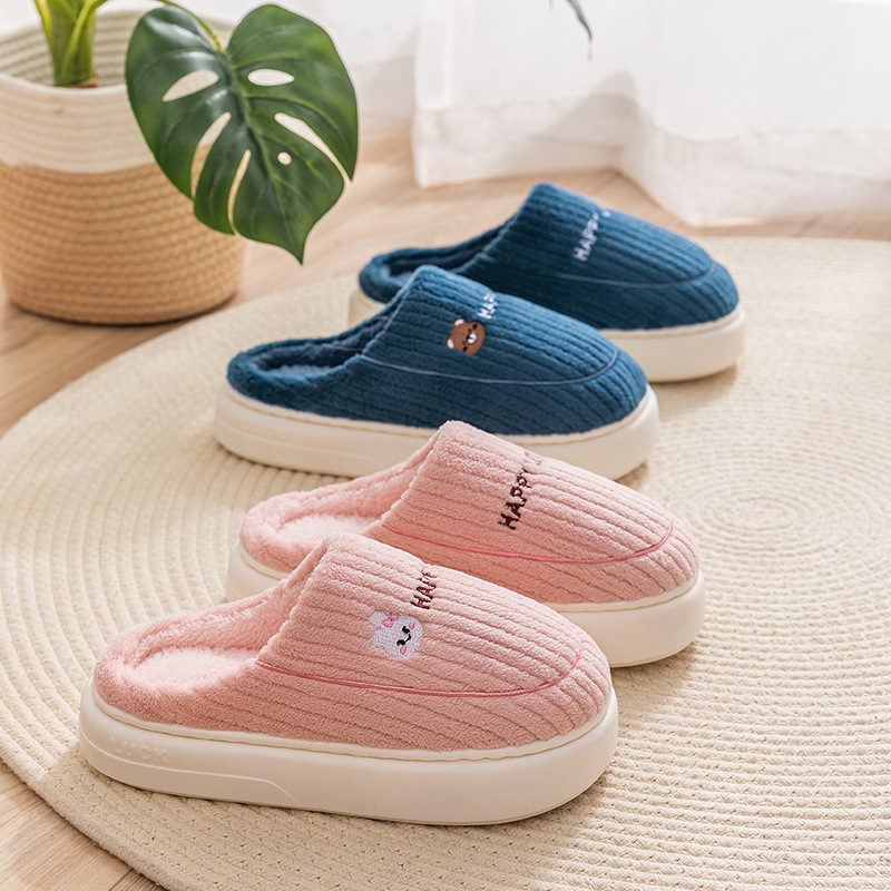 2024新款加厚棉拖鞋女士秋冬季居家保暖防滑加绒厚底情侣棉拖批发详情5