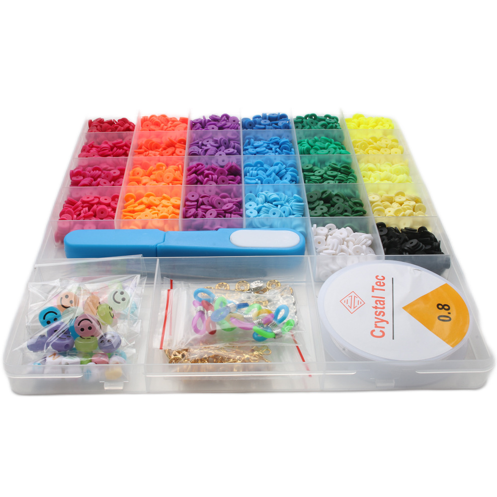 软陶片串珠单色6mm DIY手链项链首饰制作饰品配件30格软陶片盒装详情3