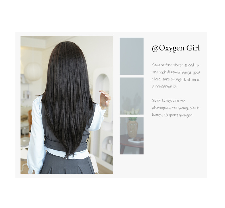 Cross-border spring new product wig for women, long straight hair with inwardly fastened ends, simulated chemical fiber head cover, full set of wig wholesale pic 6