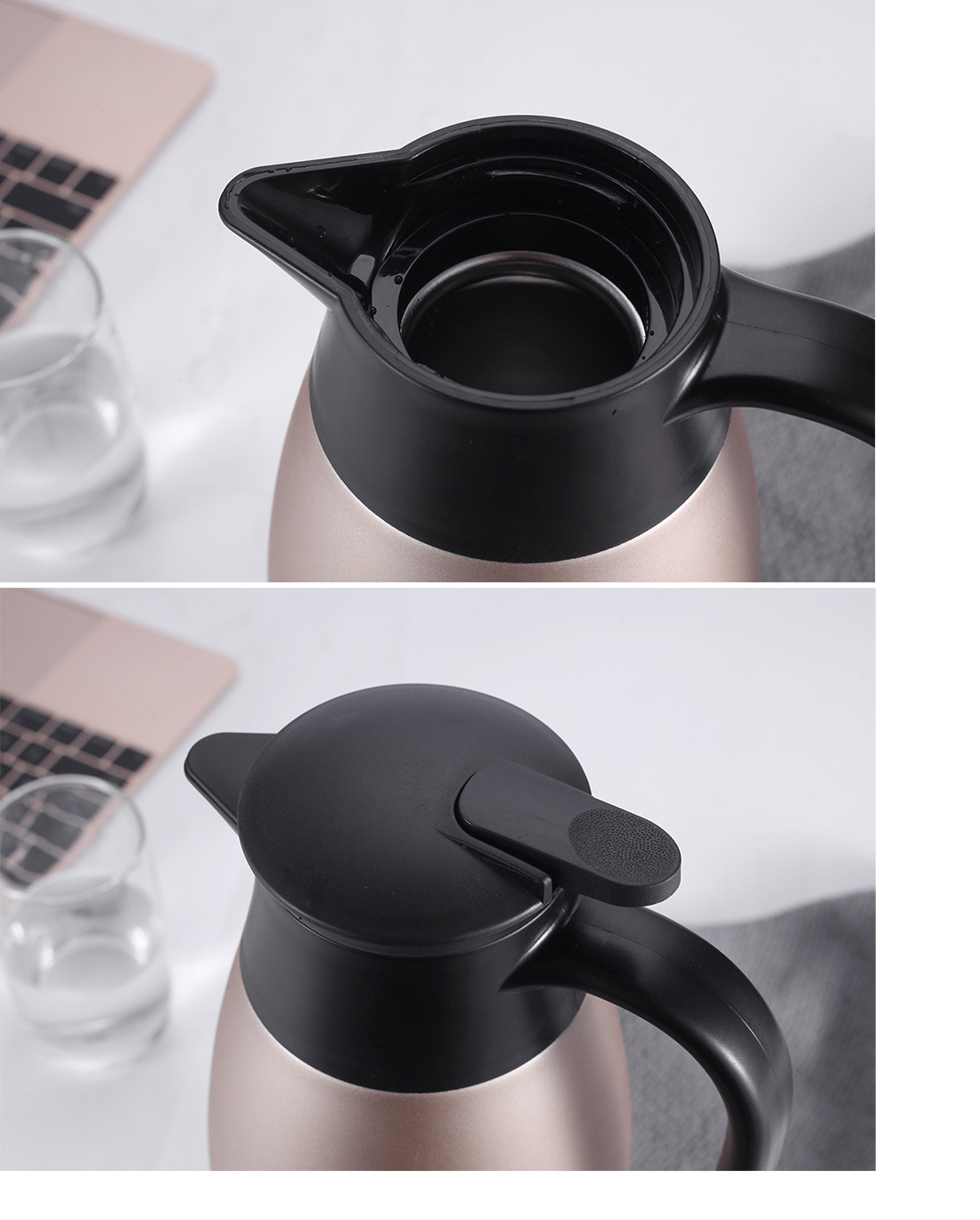 304不锈钢真空保温壶欧式家用热水壶咖啡壶2L商用礼品可印LOGO详情6