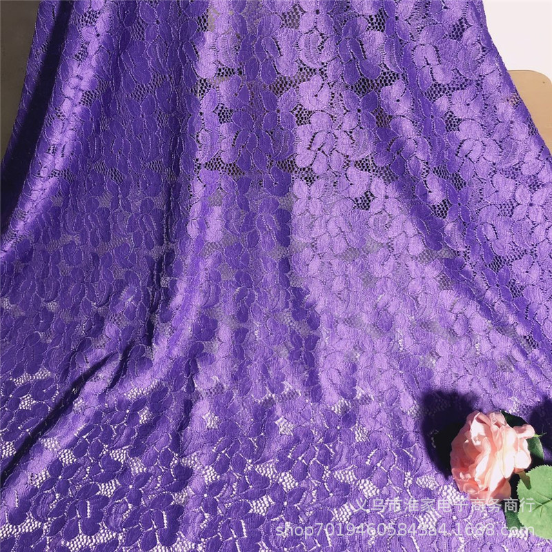 Factory direct sales of brocade lace fabric, purple gold flower elastic fabric, clothing, lace, window screen, dresses, underwear pic 2