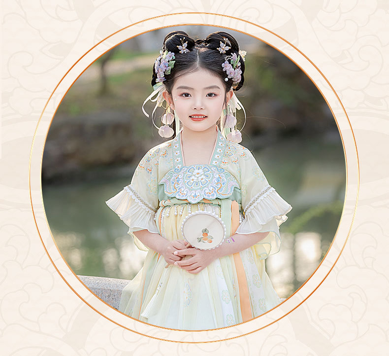 国潮女童汉服2025夏季新款儿童高端古装日常襦裙小女孩唐装连衣裙批发详情11