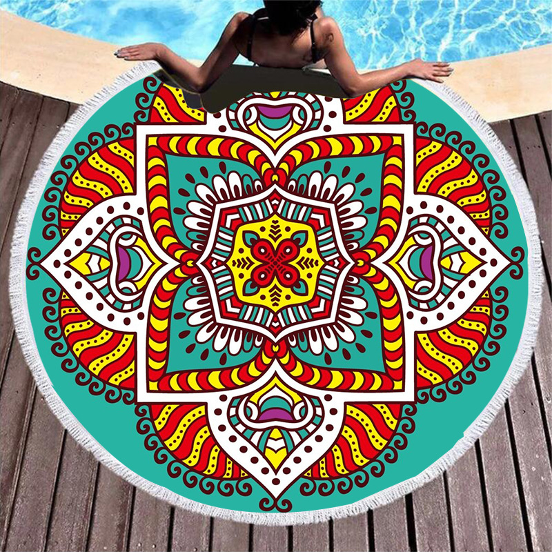 Cross-border microfiber printed beach towels, custom-made printed swimming sweat-wiping beach seat covers, bath towels pic 3