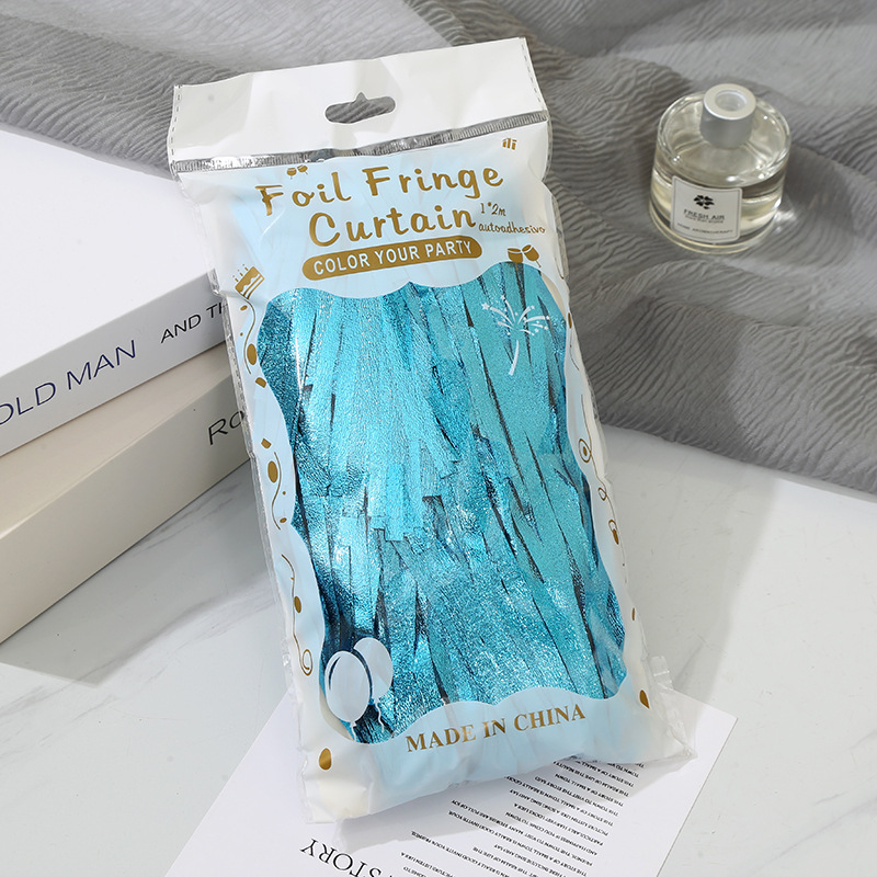 跨境高亮闪光1*2M雨丝帘创意儿童生日派对装饰道具墙面布置彩带详情8