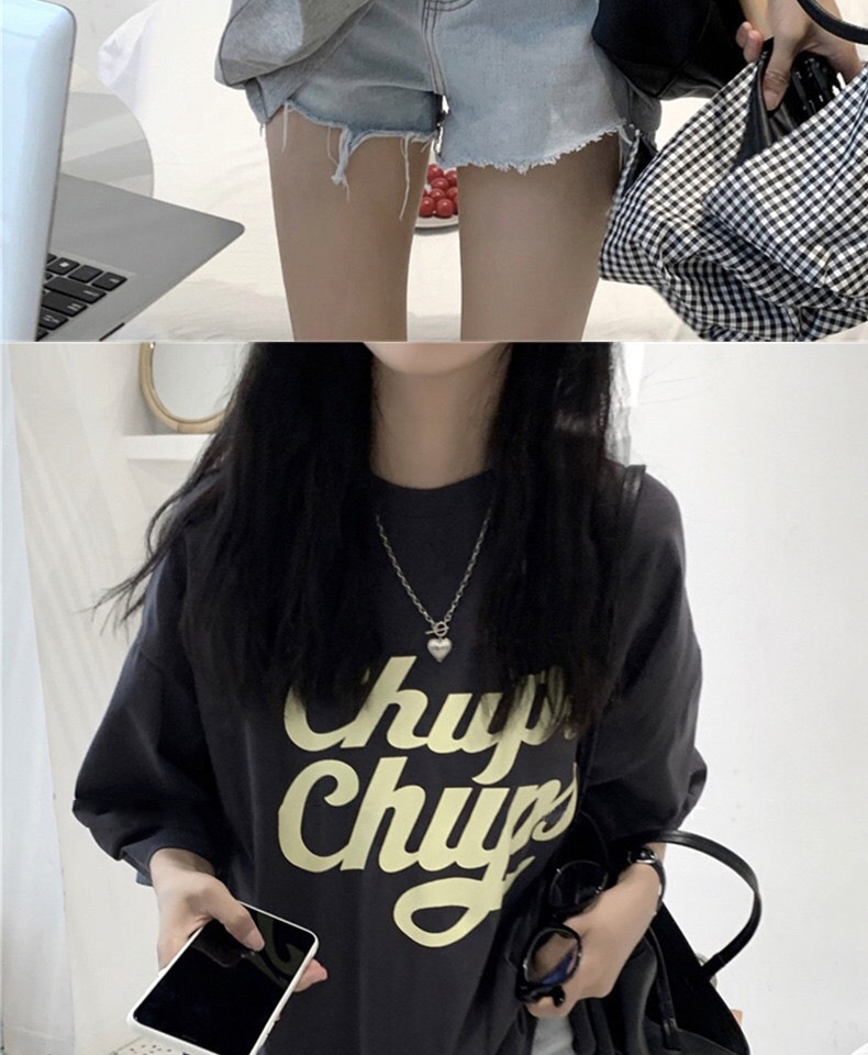 宽松圆领中长款短袖T恤女夏季时尚韩版棉质舒适减龄休闲上衣代发详情5