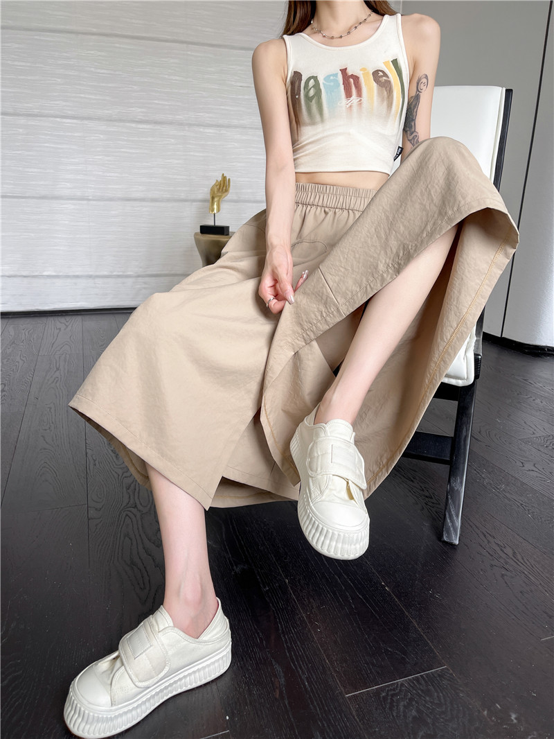 藏青工装裙裤女夏季2024新款山本裤裙半身裙七分阔腿裤子 pic 15