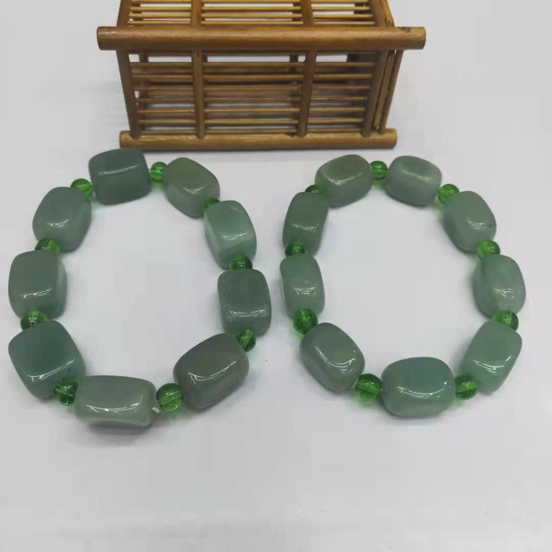 diy natural Dongling jade square irregular combination bracelet, Green Dongling bracelet manufacturer wholesale pic 11