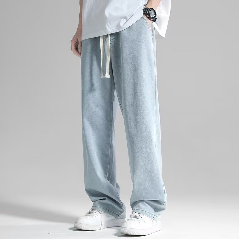 牛仔裤2024新款男潮牌高端夏季薄款宽松休闲男士长裤阔腿拖地裤子详情7