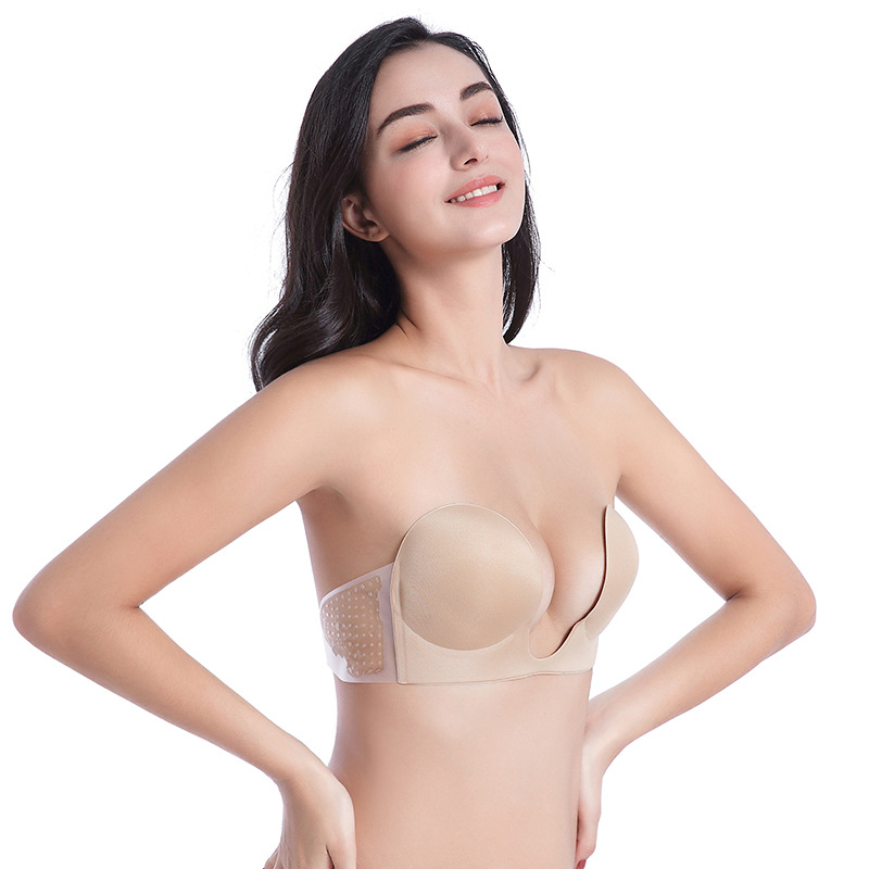 New fashionable U-shaped close-fitting invisible lingerie with one-piece side wing deep U-shaped silicone underwear pic 13