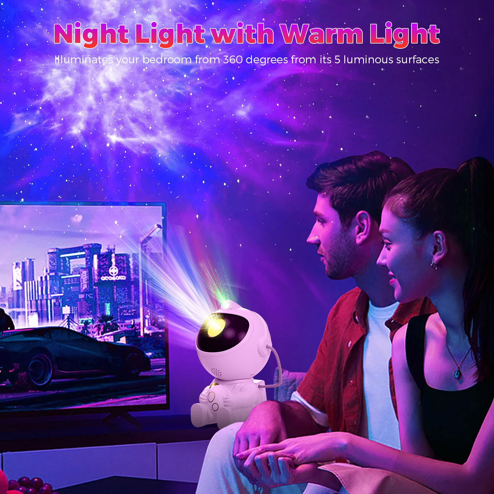跨境抱航天飞机星星火箭月球宇航员星空灯太空人满天星氛围投影灯详情16