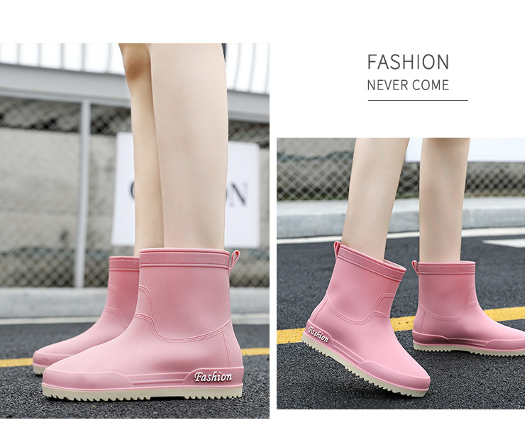 日系新款雨靴女士款短靴户外雨鞋厚底成人时尚款网红防滑加绒水鞋详情20