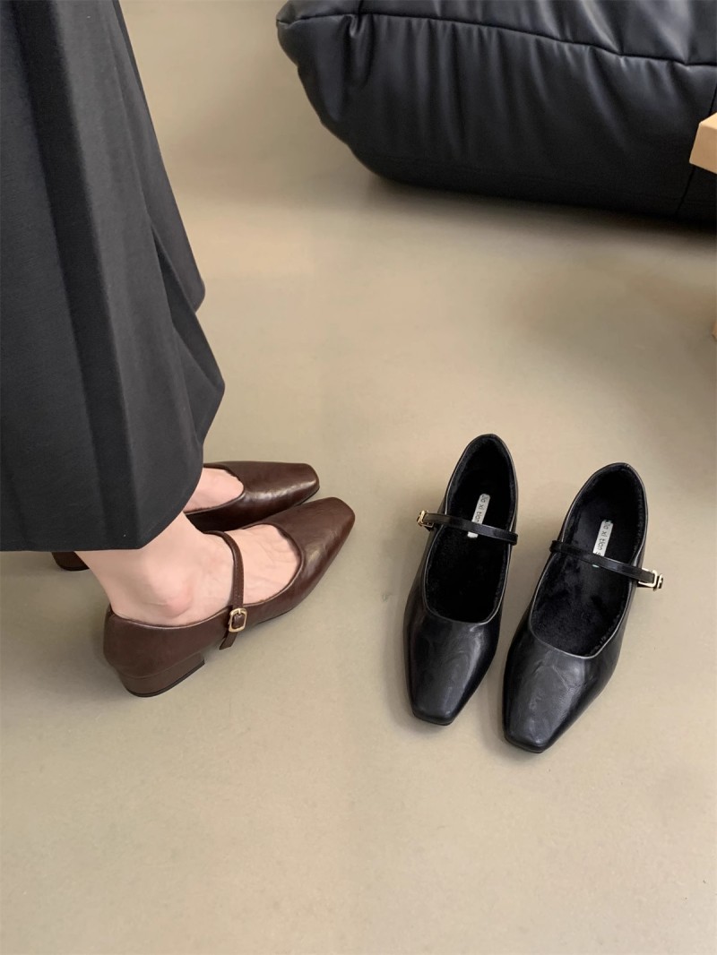 复古气质女士浅口单鞋女2024新款冬季加绒法式晚晚风粗跟玛丽珍鞋详情5