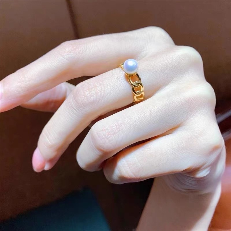 14K包金铜镀金欧美风戒指空托可粘珍珠百搭款半成品戒指DIY配件新详情6