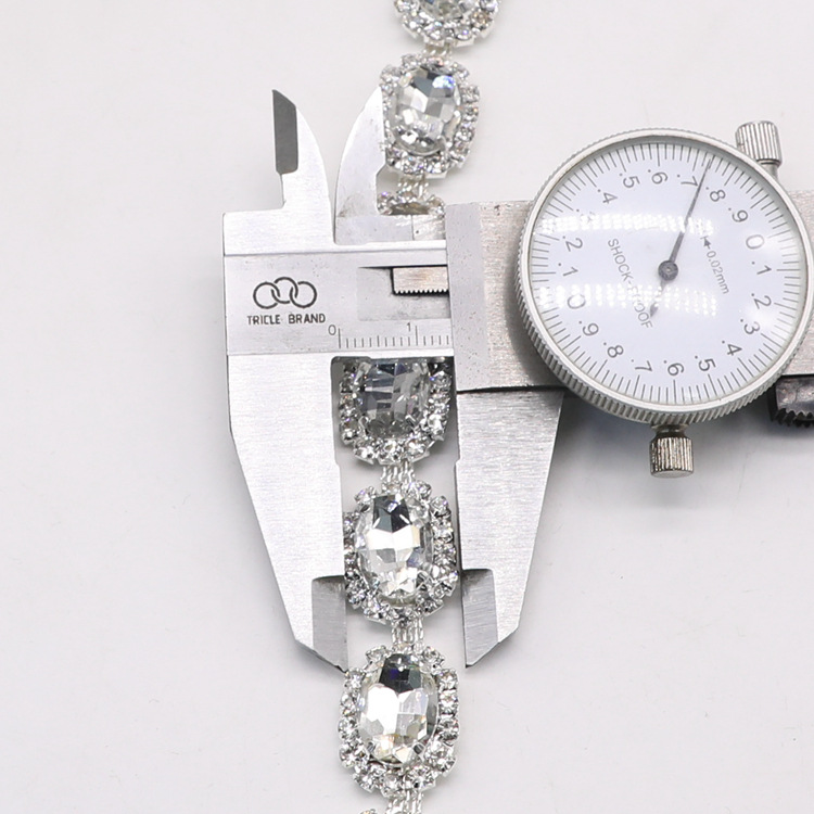 In stock: 10*14 oval glass diamond crystal chain, fancy claw chain, bag strap, welded decorative chain, clothing accessories, welded code chain pic 7