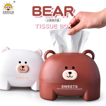 分销货源RB556-1可爱小熊纸巾收纳盒圆形创意卡通动物桌面纸巾筒详情4