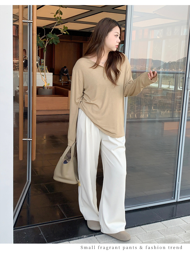 大码女装西装裤女春季垂感高腰显瘦休闲裤宽松阔腿裤百搭直筒裤裤详情22