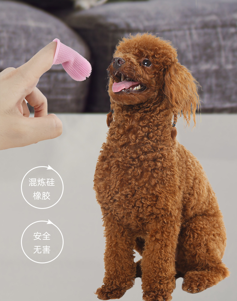 Pet cleaning products: Safe silicone dog teething finger cots, soft and comfortable oral cleaning, pet finger toothbrushes pic 3