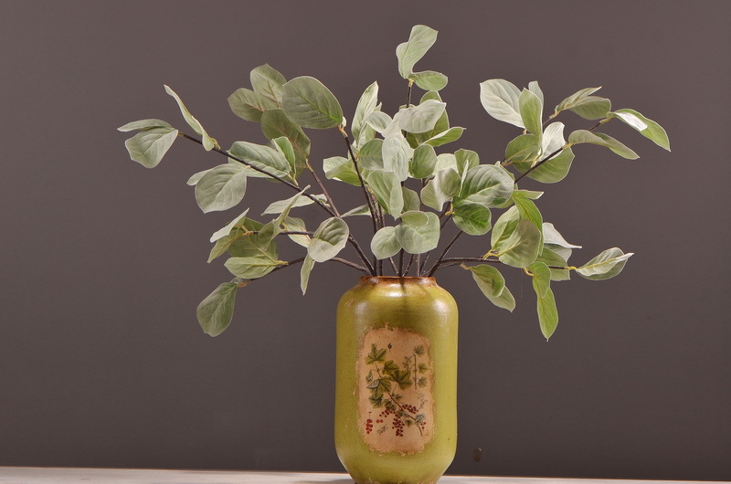 Factory direct sales of artificial leaves, wholesale of flocking artificial paulownia leaves, flower arrangement leaf materials, photography props, artificial green plants pic 17