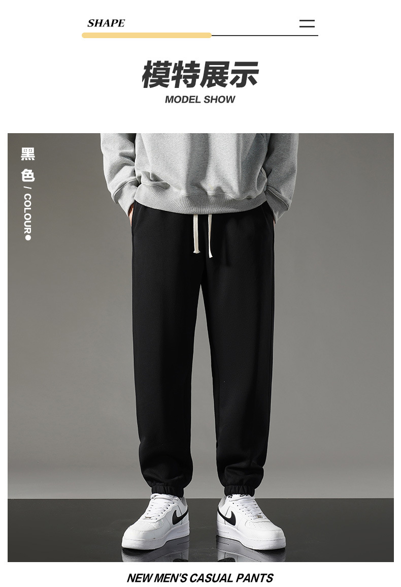 Cotton casual pants for men 2023 Spring/autumn knitted sports tapered sweatpants, loose, large-sized, fleece and thickened straight-leg pants pic 16