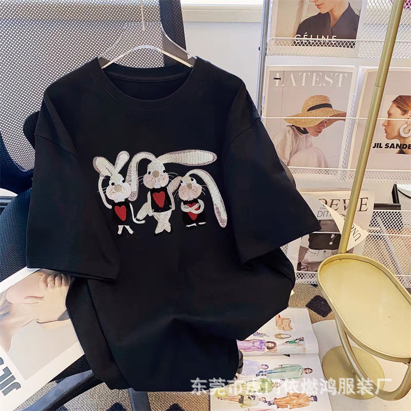 国潮短袖t恤女新款韩版宽松百搭半袖洋气上衣女士夏季短袖外贸货源详情13