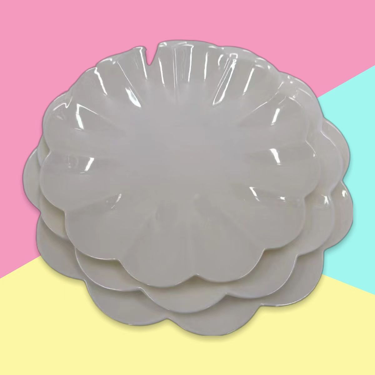 White melamine creative round plates for hotel hot pot, banquet dishes, cold dishes, snacks, plastic flat plates, pastries, commercial use pic 2