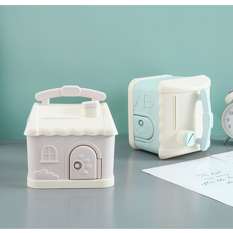 Creative money box, cartoon cute square change jar, metal jewelry box pic 13