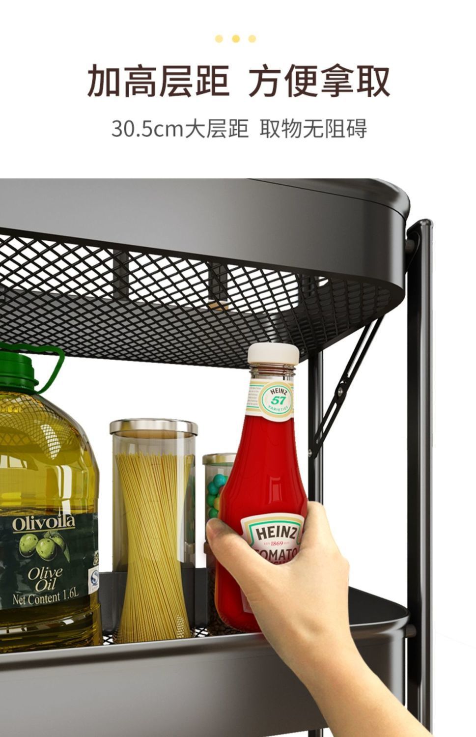 可移动厨房多功能置物架落地多层蔬菜零食收纳折叠小推车储物架子详情22