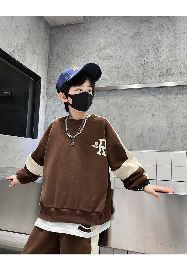 The 2023 new children's spring collection, a two-piece color-blocked set of trendy and stylish spring boys' clothing from Zhongda pic 20