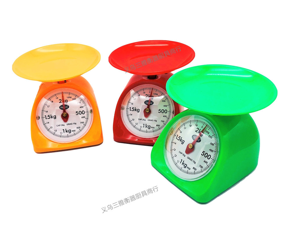 Small household circular plastic spring mechanical dial kitchen scale, small platform scale, 1-5kg and other multiple specifications are available for selection pic 5