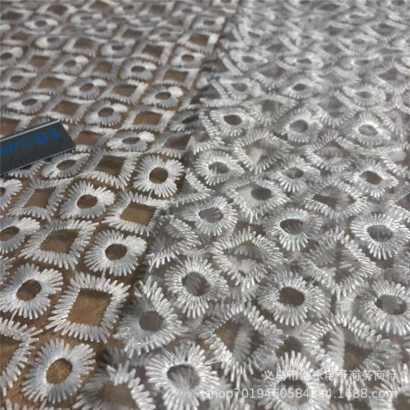 Factory direct sales of extra-dense checkered embroidered fabric, precision organza embroidered dress and garment accessories fabric pic 10