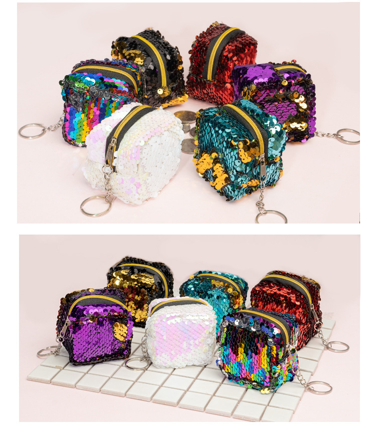 新款创意亮片正方形立体迷你小包包迷你硬币包女士零钱包钥匙包详情7