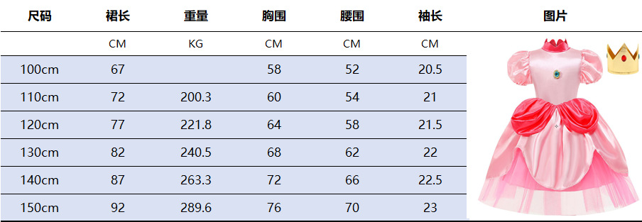 儿童超级玛丽马里奥游戏服圣诞粉色桃子碧琪公主裙Ins万圣节Peach详情8