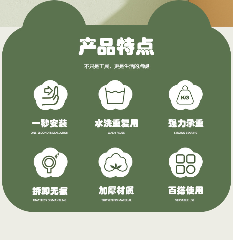 吸盘花朵挂钩真空强力无痕壁挂免打孔粘钩家用浴室厨房门后卫生间详情3