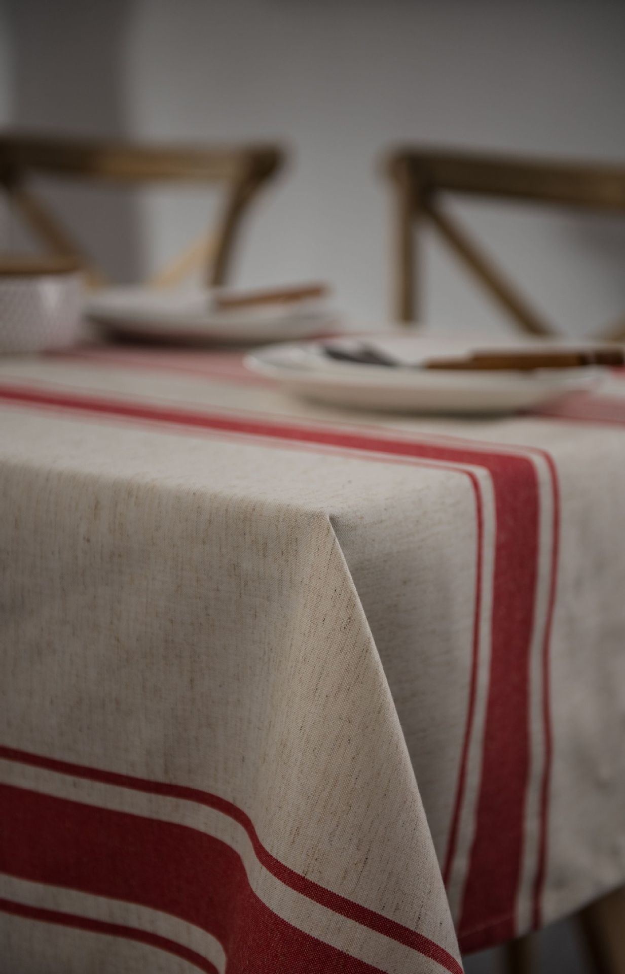 Imanqi color woven cotton and linen striped tablecloth, American tablecloth, coffee table cloth, fabric rectangular table mat pic 13