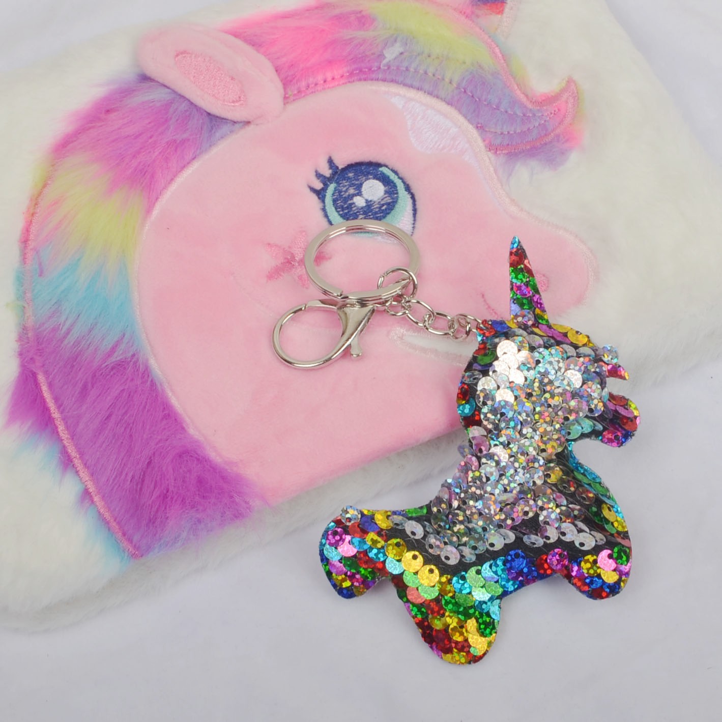 双面亮片包包独角兽海豚火烈鸟钥匙扣动物美人鱼礼品挂件跨境爆款详情34