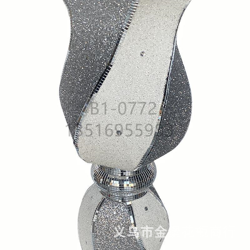 Golden Castle Vase, European-style simple vase with diamond bead glass lens, floor-standing vase, trumpet flower-shaped flower pot, living room, hotel, home, shopping mall, ceramic decoration pic 20