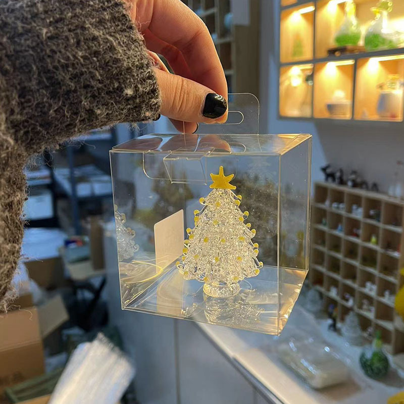 圣诞节礼物拉丝圣诞树淄博琉璃工艺品玻璃制品桌面摆件手工装饰灯详情28