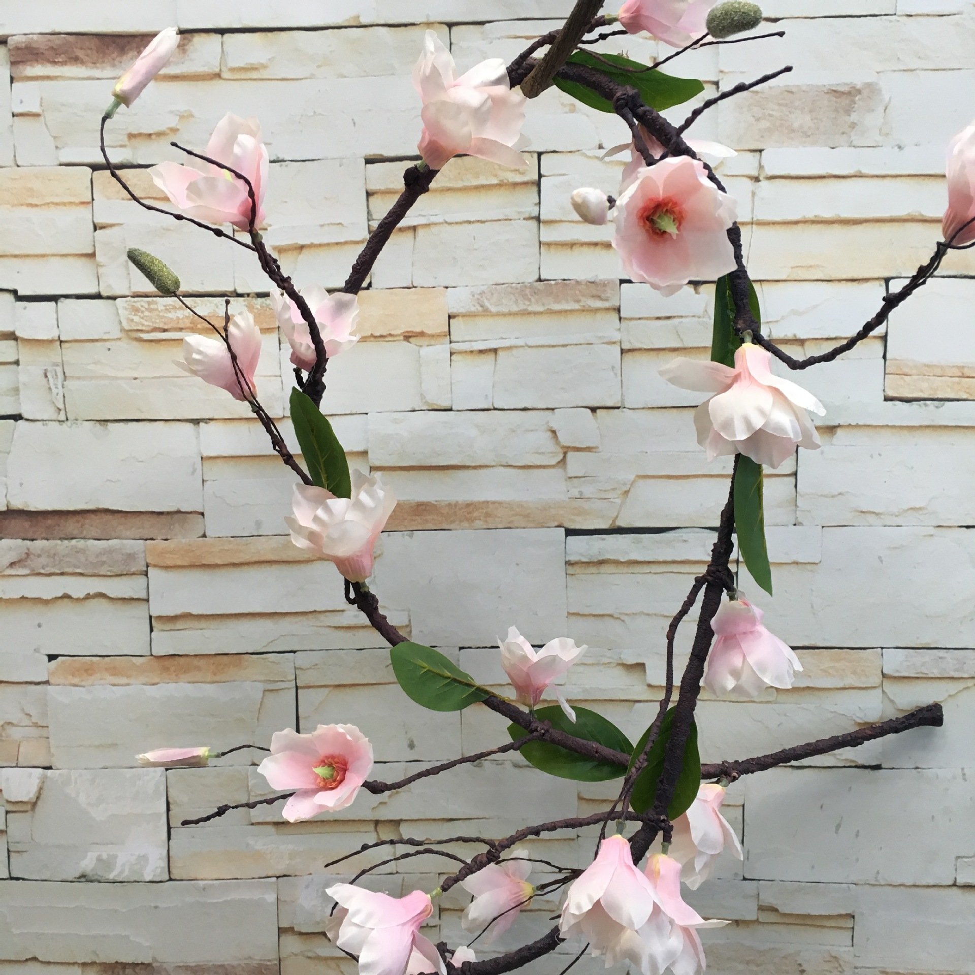 Artificial magnolia vine, artificial magnolia wedding and home decoration artificial flower factory direct sales, foamed branch shaped tree vine pic 14