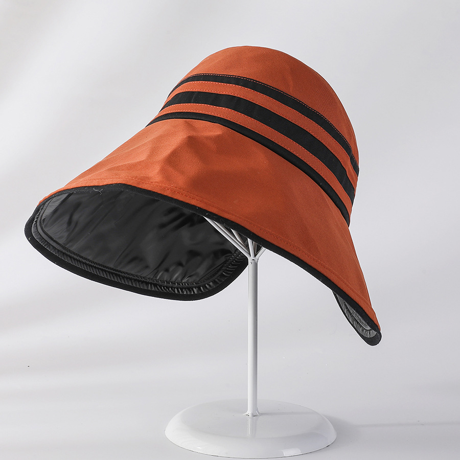 UV high-magnifying sun protection hollow top hat, new Korean version striped black rubber sun hat, spring and summer new simple hat, foldable pic 30
