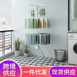 厂家供应顶天立地衣架可移动简易衣帽架家用落地式伸缩晾衣架详情3