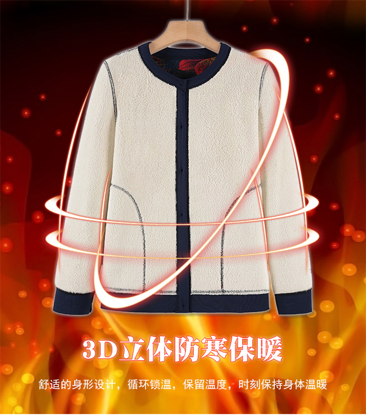 中老年人女装加绒加厚针织开衫妈妈保暖上衣服奶奶秋冬装毛衣外套详情9