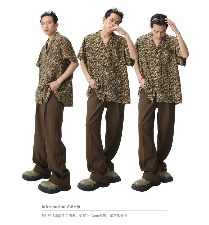 MTLCLOTHES男装|2023夏款新品复古碎花韩版宽松休闲短袖衬衣详情6